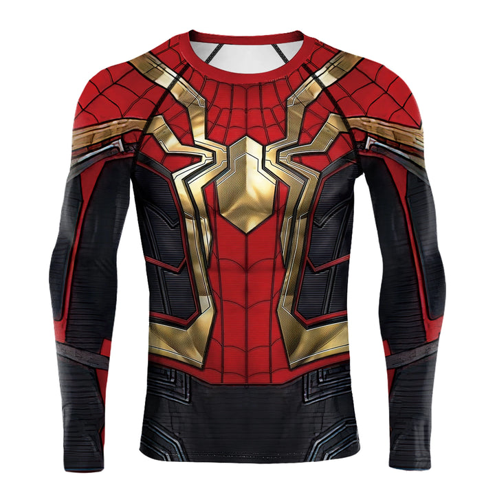 Compression Shirts for Men Long Sleeve Comics Spider Cosplay T-Shirt Superhero Top Elastic Fitness Sportwear Halloween Clothes