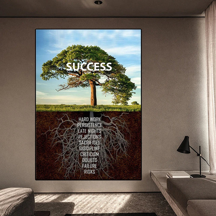 Big Tree Success Motivational Quotes Posters Wall Art Canvas Painting Inspirational Picture Print for Living Room Home Decor