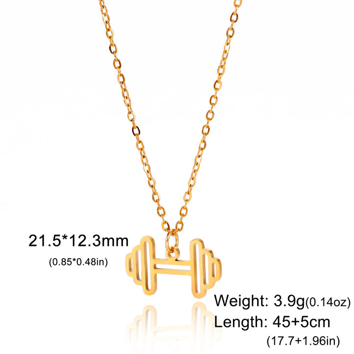 Lucktune Heartbeat Dumbbell Pendant Necklace Stainless Steel Heart Sport Chain Necklace Women Men Fashion Fitness Jewellery Gift