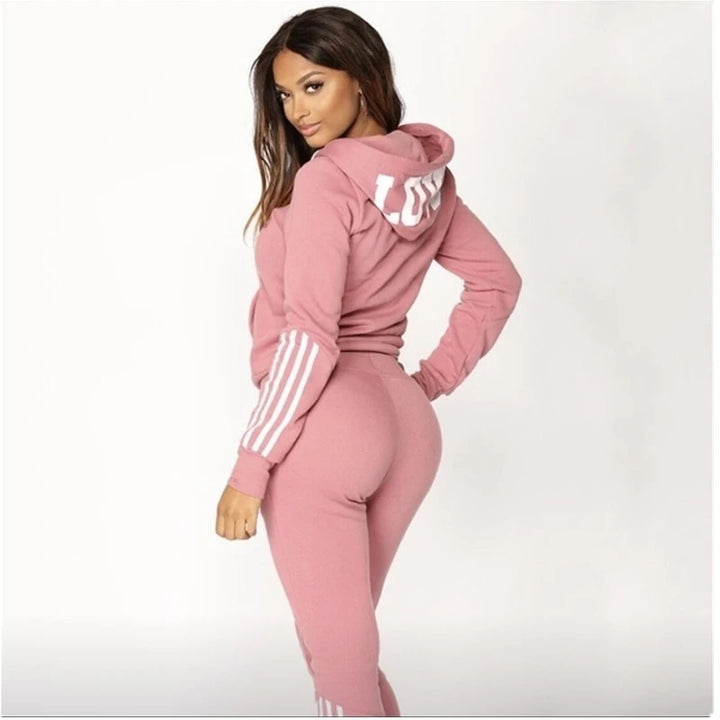 Hot Women's Fashion Tracksuit Striped Hoodies and Jogger Pants Ladies Daily Casual Clothes