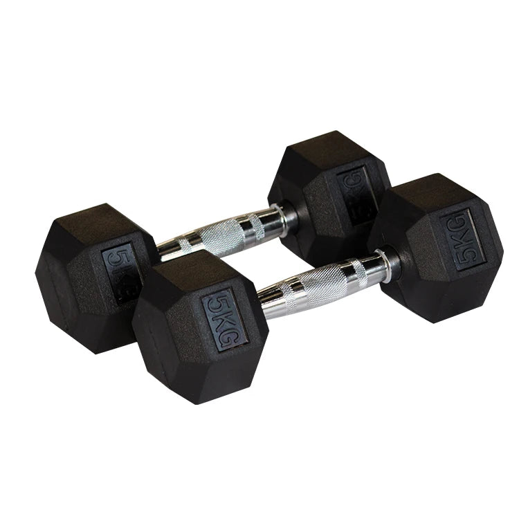 5kg 10kg 15kg 16kg  Multi weight Black Rubber Hex Dumbbells