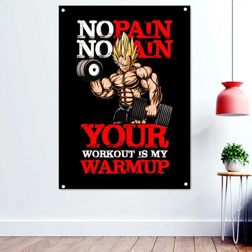 NO PAIN NO GAIN Success Inspirational Poster Wall Hanging Flag Mural