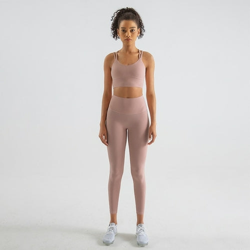 SOISOU New Nylon Yoga Set Women's Tracksuit Fitness Gym Two Piece Set