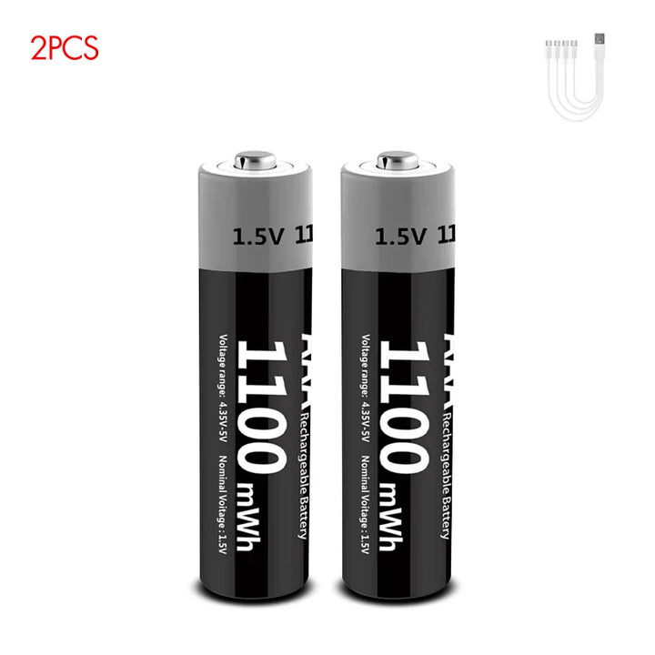 MATOV Li-ion AAA and AA Rechargeable Batteries USB Lithium-ion 3400mWh 1.5V AA Rechargeable Batteries+1100mWh 1.5V AAA Battery