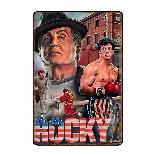 Vintage Rocky Boxing Fit Gym Retro Metal Sign Mural Painting Customize