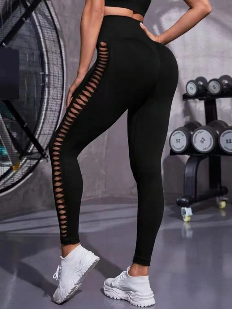 Sexy Hollow Black  Seamless Leggings Women Fitness Leggings Gym Yoga