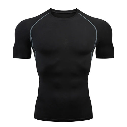Men Short Sleeve Rash Guard Compression Shirts Quick Dry Fitness