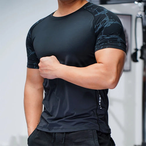 Men Sport T-shirt Quick Dry Short Sleevee Workout Gym TShirt