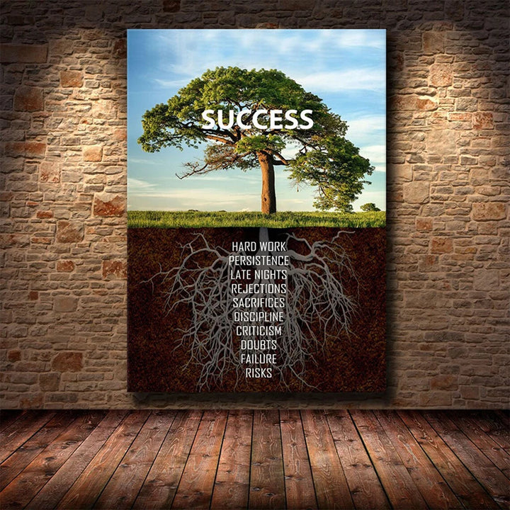 Big Tree Success Motivational Quotes Posters Wall Art Canvas Painting Inspirational Picture Print for Living Room Home Decor