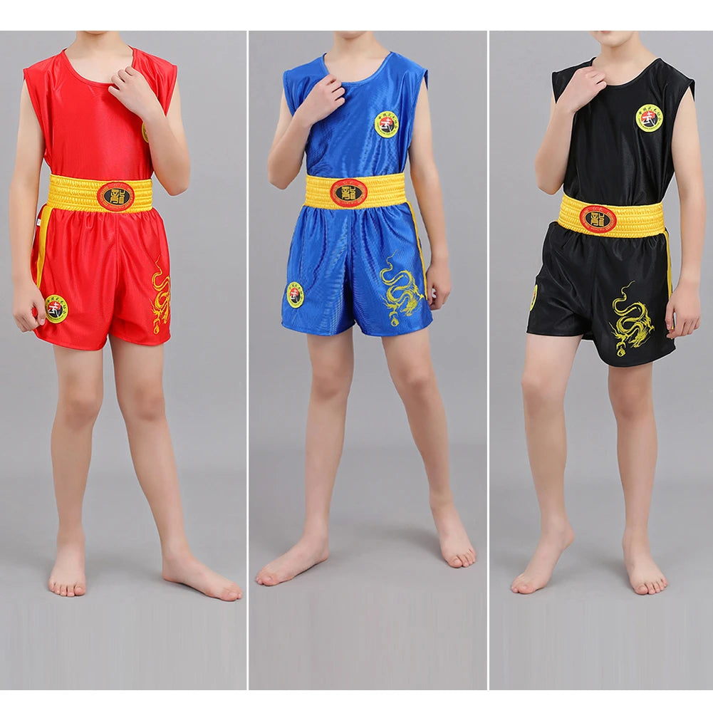 Adult Children Boxing Uniform Sanda Suit Wushu Sanda Combat Shorts