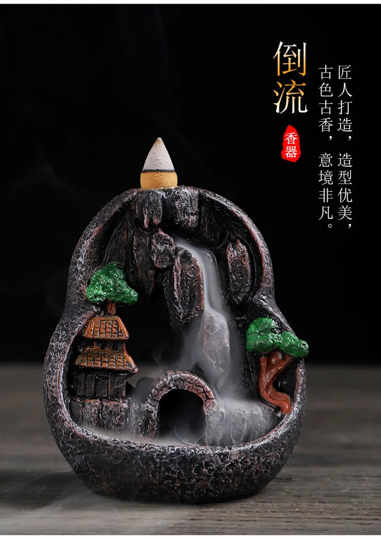 Backflow Incense Burner Resin Home Indoor Tea Path Incense Path New Retro Creative Backflow Decoration