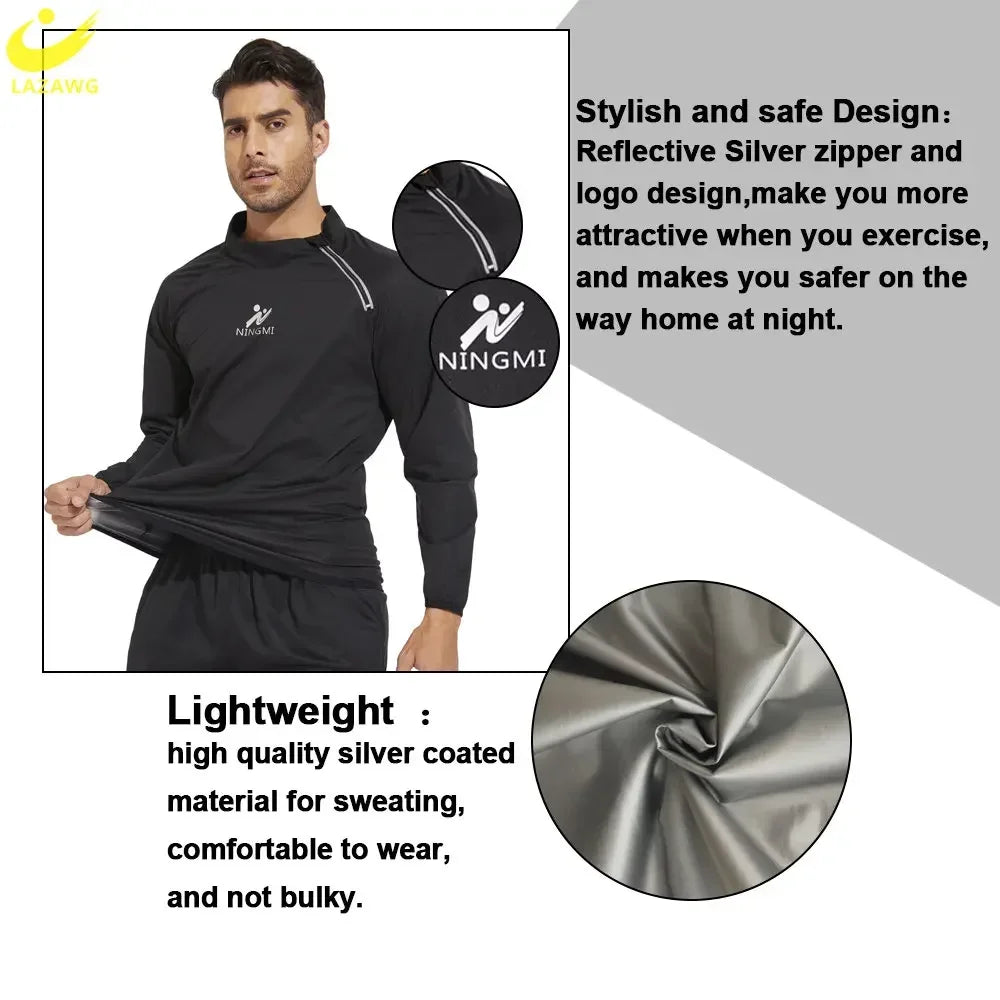 LAZAWG Sauna Jacket for Men Weight Loss Top Sweat Fat Burning Fitness