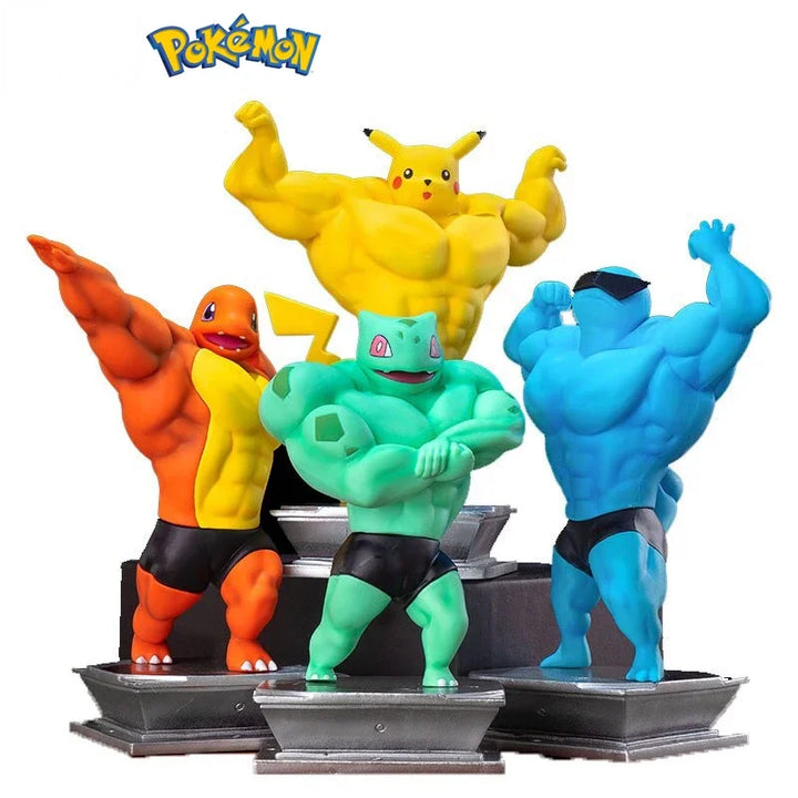 Pokemon Anime Action Figure Pikachu Charmande Cosplay Muscle Man Squirtle Psyduck PVC Toys Mini Model Doll Kids Birthday Gift