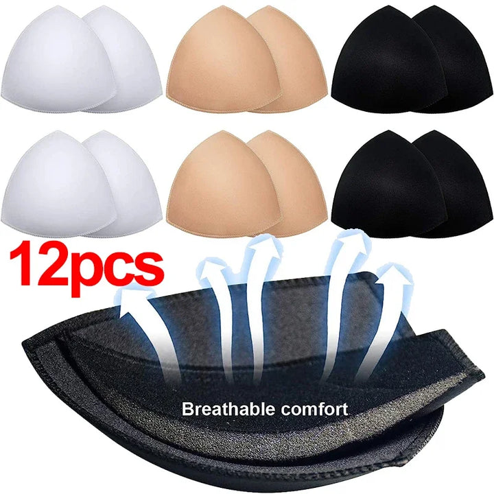 2/12pcs Bra Pads Soft Sponge Women's Triangle Bra Pad Sports Bra