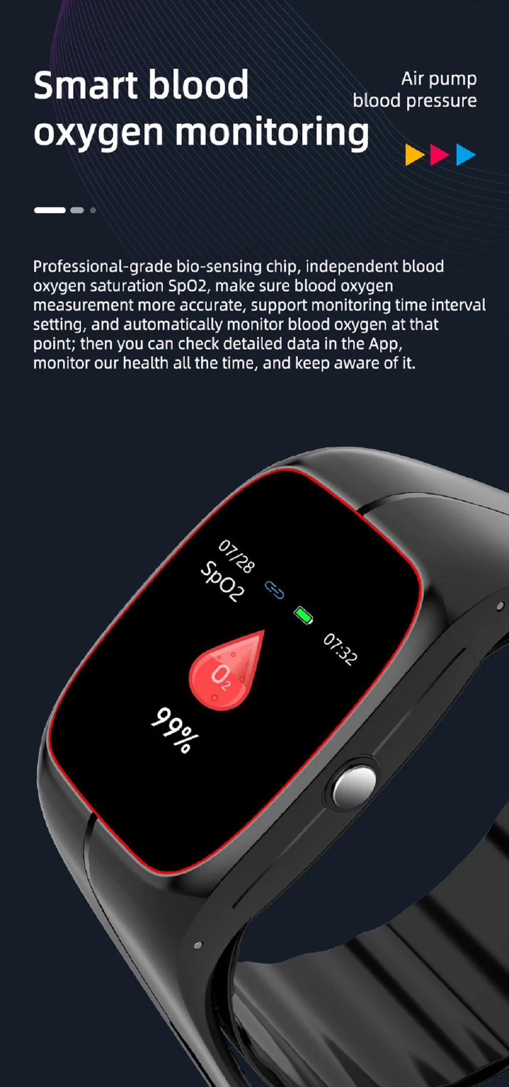 Blood Pressure Blood Oxygen Body Temperature Heart Rate Monitor Smartwatch Men Women Waterproof Sleep Sport Smart Watches Health