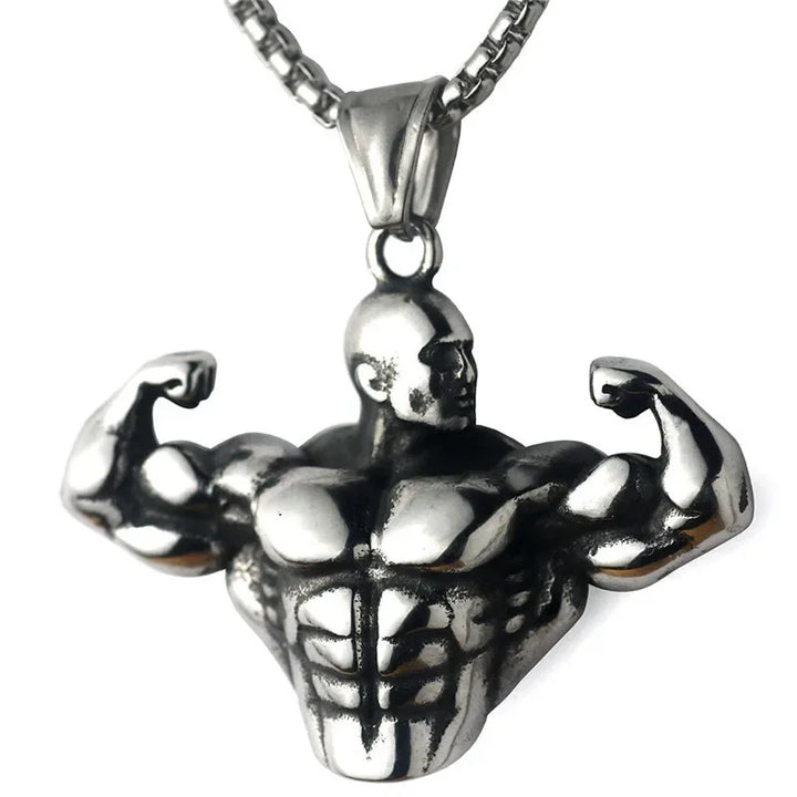 Bodybuilding Arm Muscle Man Statue Pendant Men's Sports Fitness Necklace Men's Gym Leisure Pendant Accessories Jewellery