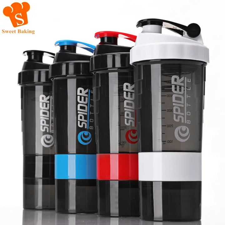 3 Layers Shaker Protein Bottle Powder Shake Cup Large Capacity Water Bottle Plastic Mixing Cup Body-Building Exercise Bottle