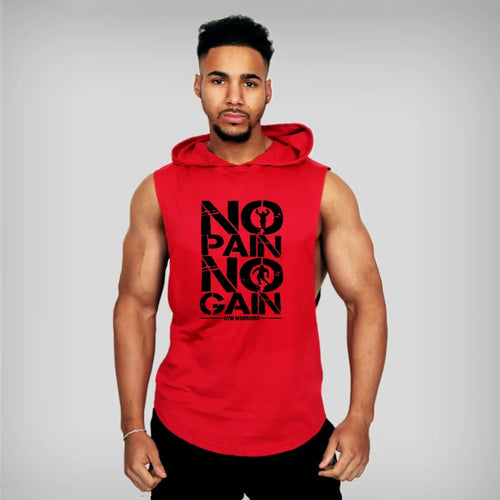 Brand Gyms Clothing Mens Bodybuilding Hooded Tank Top Cotton