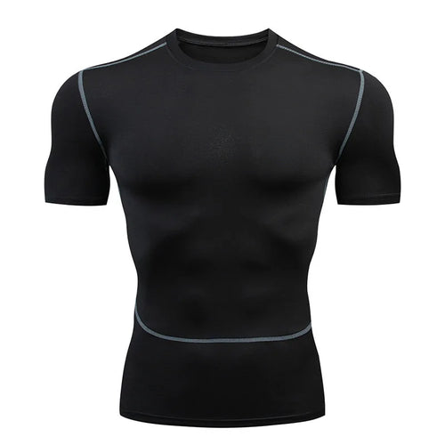 Men Short Sleeve Rash Guard Compression Shirts Quick Dry Fitness