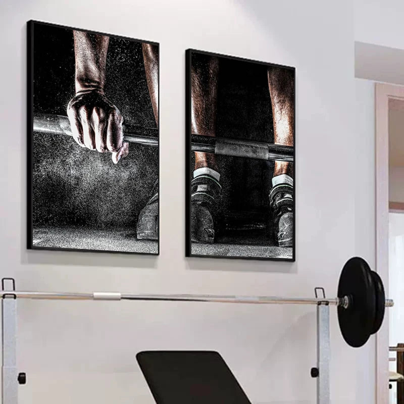 Modern Black Background Bodybuilding Art Canvas Paintings Posters and