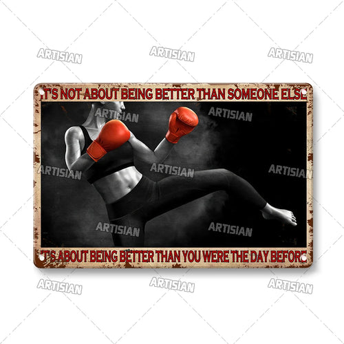 Artisian Sport Metal Sign Boxing Tin Poster Retro Decorative Plate Gym