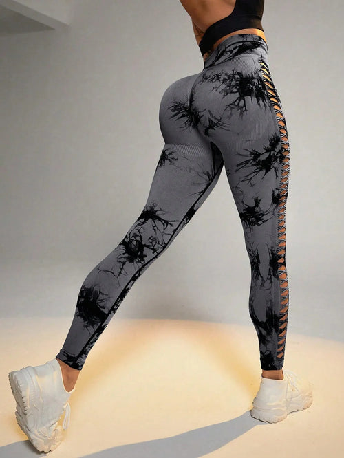 Sexy Hollow Black  Seamless Leggings Women Fitness Leggings Gym Yoga