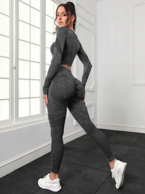 Seamless Yoga Sets Women Workout Sportswear Gym Clothing Long Sleeve