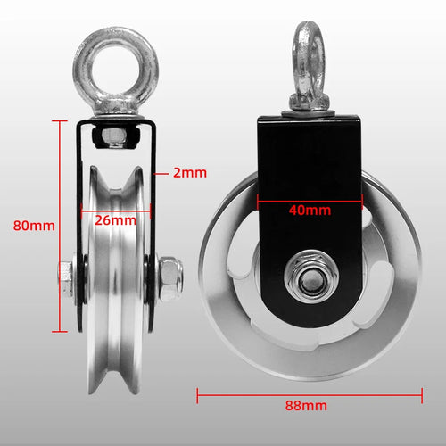 Heavy Duty Pulleys Lightweight Aluminum Silence Detachable 360