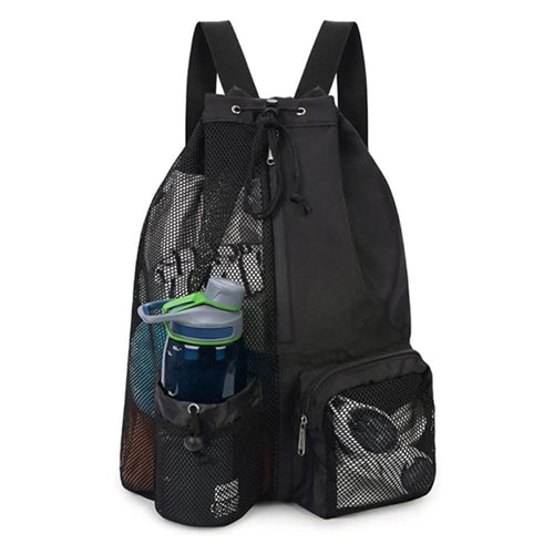 Swim Bag Mesh Drawstring Backpack with Wet Pocket Suitable for