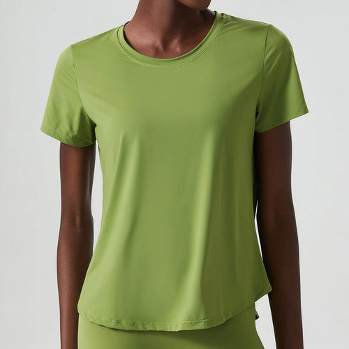 Summer Short Sleeve Yoga T-Shirt Women Solid Color Lycra Gym Running
