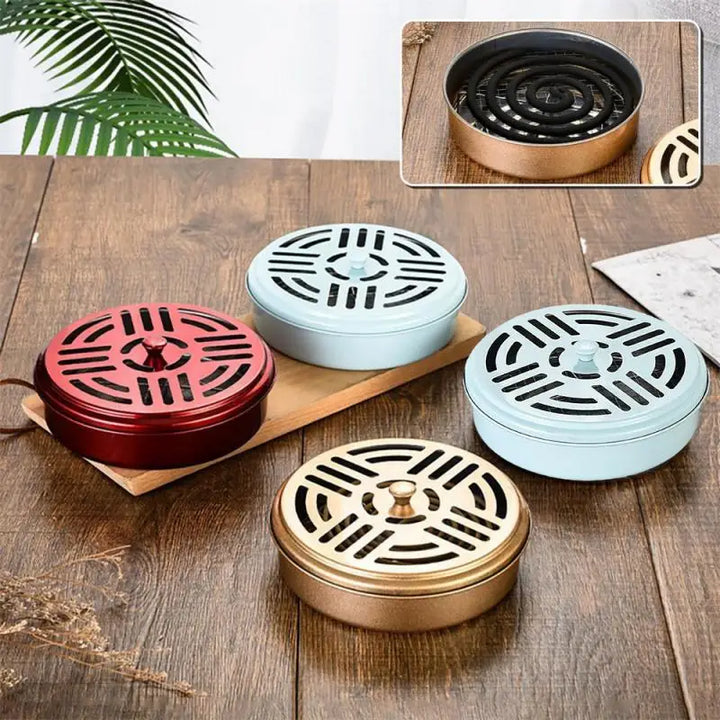 Stainless Steel Mosquito Coil Box Tray Shelf Home With Cover And Fireproof Anti-scalding Creative Incense Stove Mosquito Coil