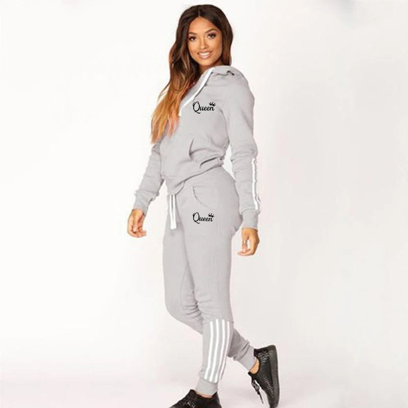 Hot Women's Fashion Tracksuit Striped Hoodies and Jogger Pants Ladies Daily Casual Clothes