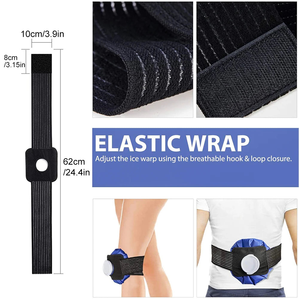 Reusable Ice Bag Bandage with Reusable Ice Bag Pack for Calf Knee Ankle Shoulder Neck Sprained Hot & Cold Compress Pain Relief