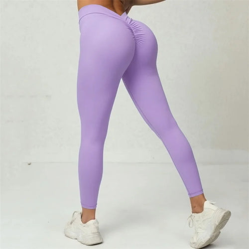 Fitness Back V Leggings Yoga Pants Sports High Waist Scrunch Leggings