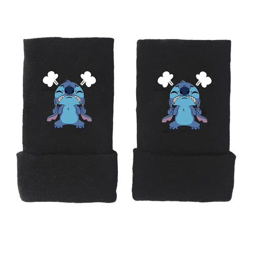 Kawaii Stitch Gloves Star Baby Anime Peripheral Half Finger Gloves
