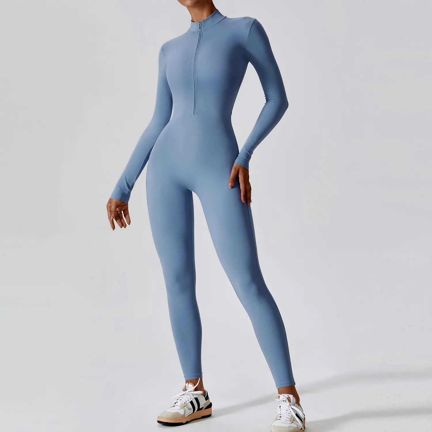 Yoga Boilersuit Long Sleeved Women's Sportswear Gym Zipper Jumpsuits