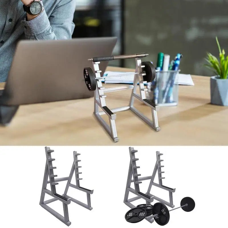 Mini Squat Rack Design Pencil Display Stand Creative Barbell Pencil