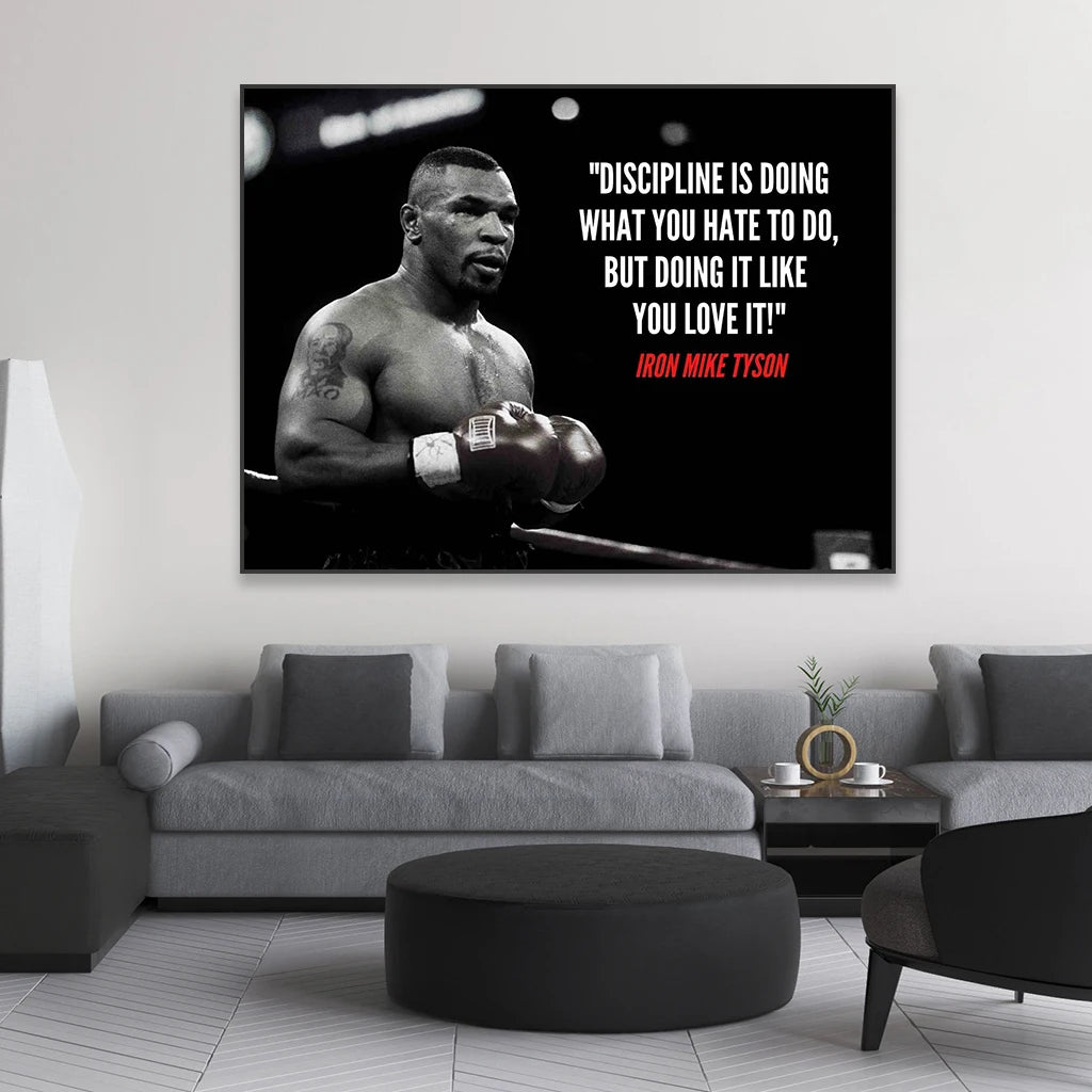 Fitness Motivational Poster Mike Tyson Boxing Sport Quote Art Gym Wall