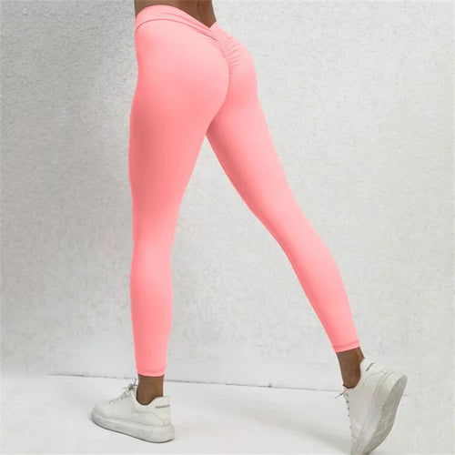 Fitness Back V Leggings Yoga Pants Sports High Waist Scrunch Leggings