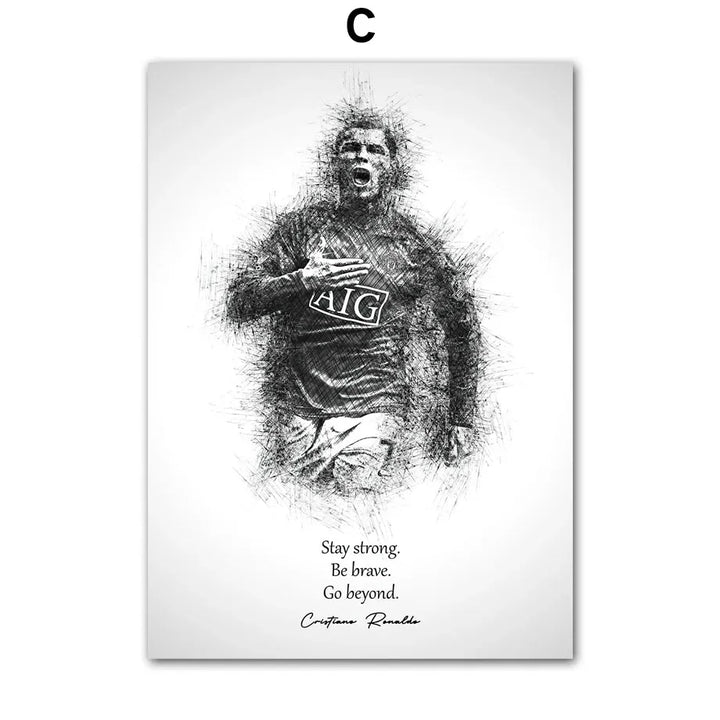 Black White Best FIFA Player Cristiano Ronaldo Nordic Posters And Prints Wall Art Canvas Painting Home Decoration Pictures Club