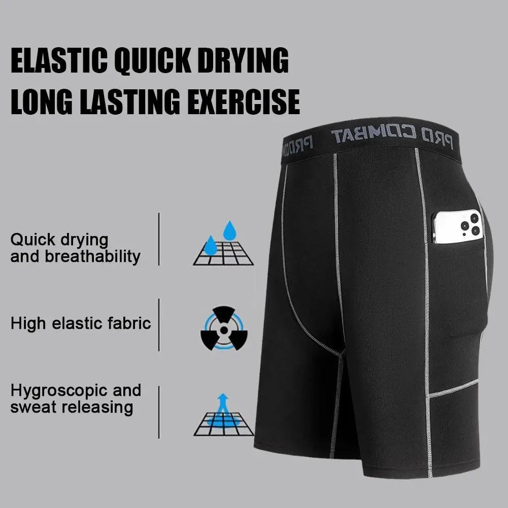 Men Sports Gym Compression Under Base Layer Shorts Tights Half
