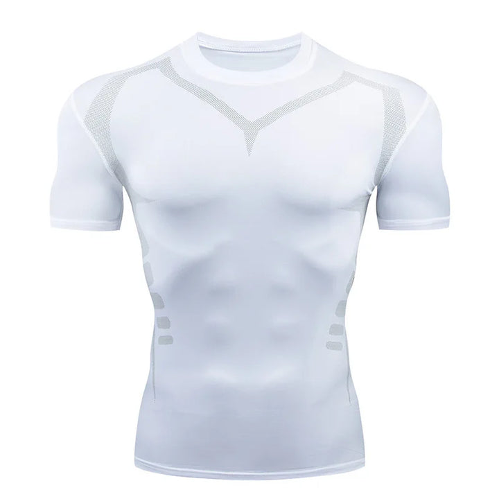 Men Short Sleeve Rash Guard Compression Shirts Quick Dry Fitness