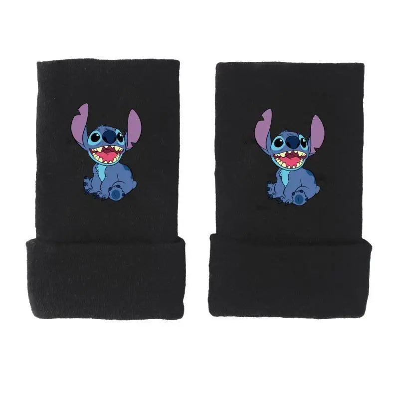 Kawaii Stitch Gloves Star Baby Anime Peripheral Half Finger Gloves