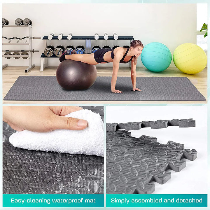 4~24Pcs Puzzle Fitness Mat, Eva Interlocking Foam Floor Tiles for Home