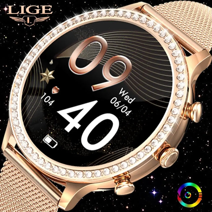 LIGE Fashion Smart Watch For Lady Bluetooth Call Blood Pressure DIY