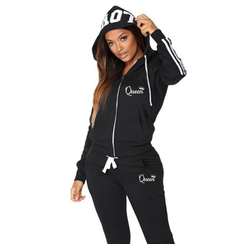 Hot Women's Fashion Tracksuit Striped Hoodies and Jogger Pants Ladies Daily Casual Clothes