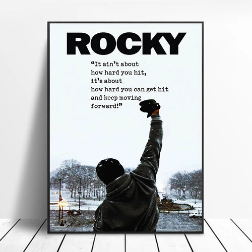 Black and White Rocky Balboa Boxing Wall Art Canvas Painting