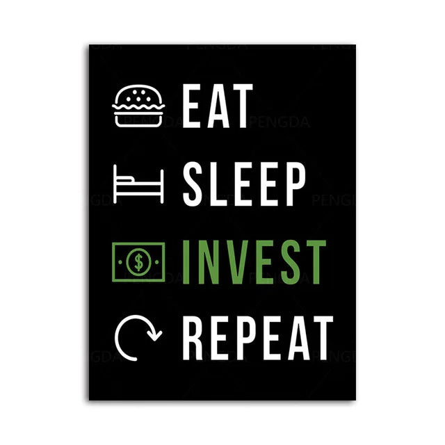 Motivational Quotes Poster Money Is Calling Eat Sleep Invest Repeat Wall Art Picture Canvas Print Room Home Decor Painting Gifts