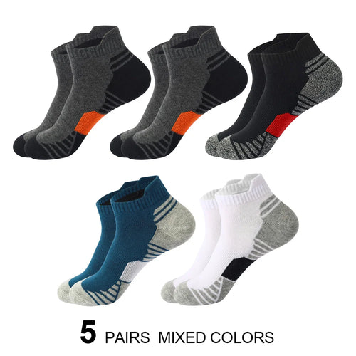 5 Pairs Sport Ankle Socks Men Running Low Cut Cotton Sock Outdoor