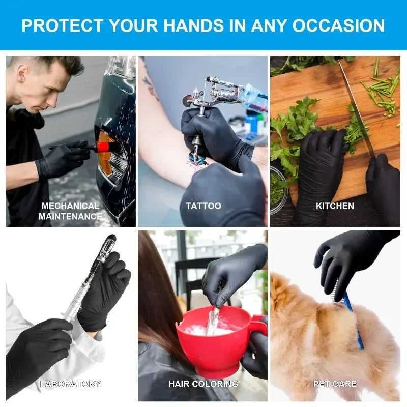 100/2pcs Strong Disposable Gloves Black Nitrile PVC Gloves for Housework Cleaning Car Industry Gardening Pet Care Cooking Tools